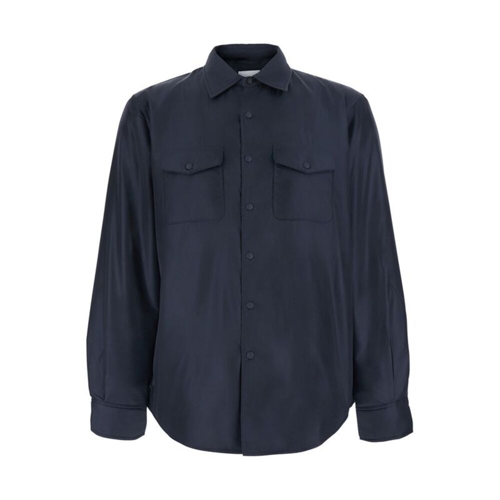 Aspesi Men Blue Jacket With Pointed Collar And Button Closure In Tech Fabric Men
